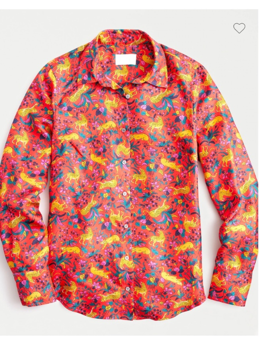 J. Crew Collection Silk Twill Button-up Shirt in Jungle Cat Floral Print